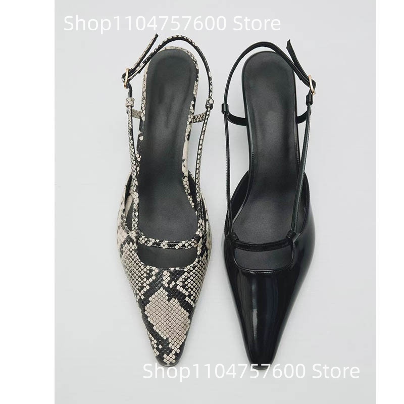 Leather Classic Strap - Sandalias de mujer con talón descubierto